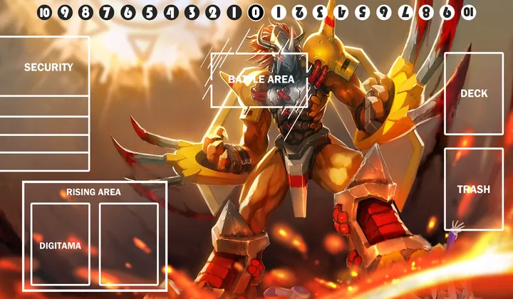 WarGreymon playmat with card zones