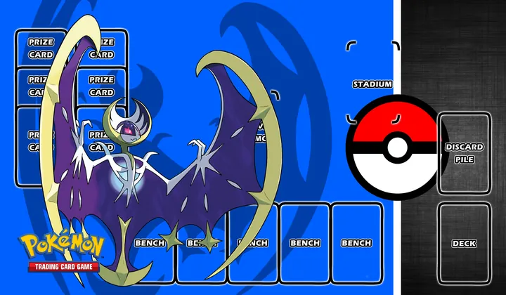 Lunala playmat with card zones