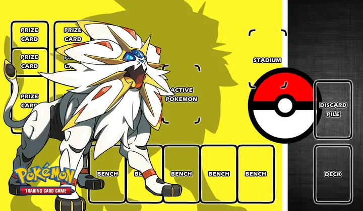 Solgaleo playmat with card zones